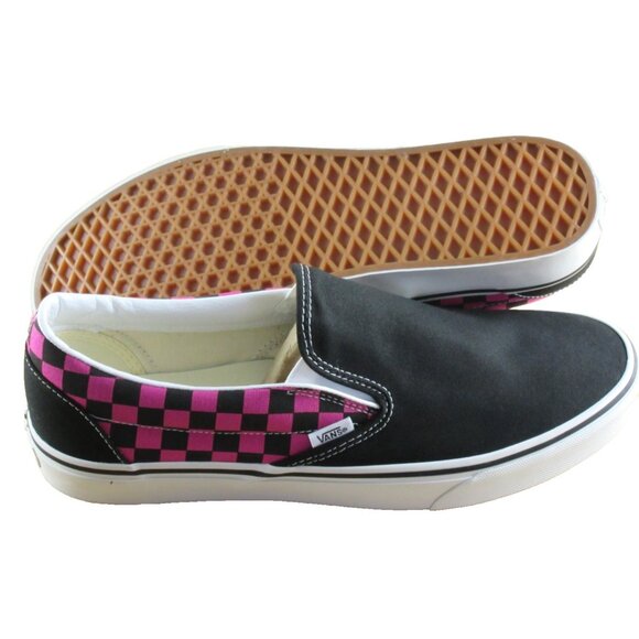 Vans Men's Classic Slip On Pop Checker Raspberry Rose Canvas Shoes Sizes NIB - Picture 2 of 7